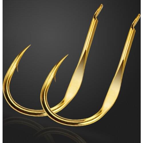 20pcs Strong Golden Color Fishing Hook Barbed Japan Fish Hook for Saltwater & Carp Fresh Fishing 12 Sizes