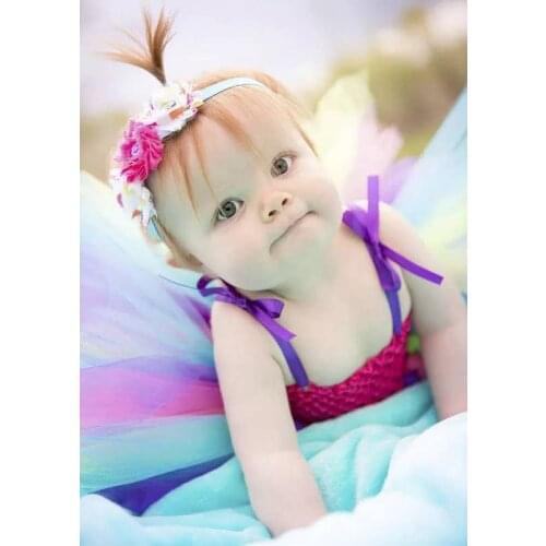 2021 Baby Crochet Tutu Dress Infant Girls 1Layer Tulle Dress with Flower Headband Newborn Party Strap Dress Photography Costume