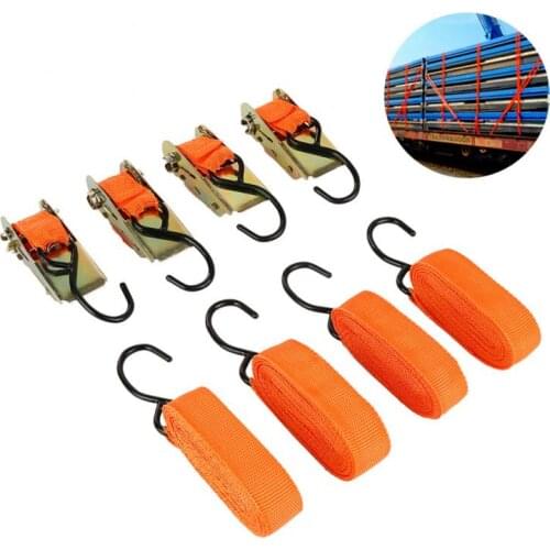 4PCS Ratchet Tie Down Cargo Straps Lashing Package Webbing Hold Secure Ratchet Belt Straps Moving Hauling Truck Motorcycle