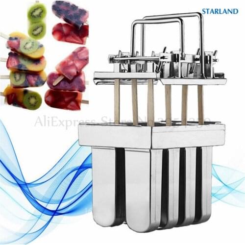8 Cells Ice Cream Popsicle Molds Home DIY Ice Lolly Mould Durable Stainless Steel with Stick Holder 6 Options