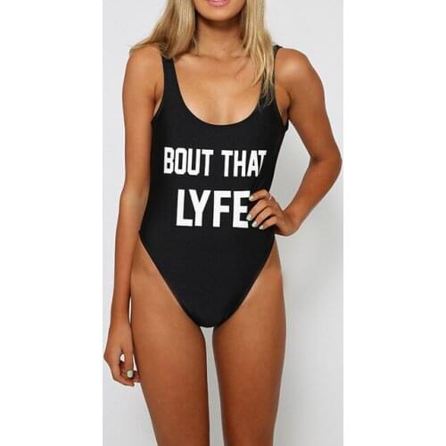 One-Piece Women Sexy Sleeveless Bodycon Swimwear Plunge BOUT THAT LYFE Bodysuit Beachwear Bathing Suits Slim Short Romper