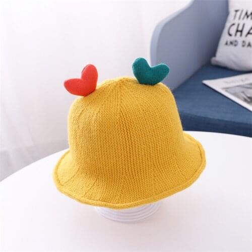 2-8 Years Old Korean Fashion Warm Winter Hat For Kids Cute Love Heart Beanie Knit Hats For Boys Children Cap Candy Color
