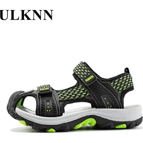 ULKNN Childrens breathable sandals girls Blue Lightness kids beach shoes outdoor non-slip running boys summer new Casual Shoes