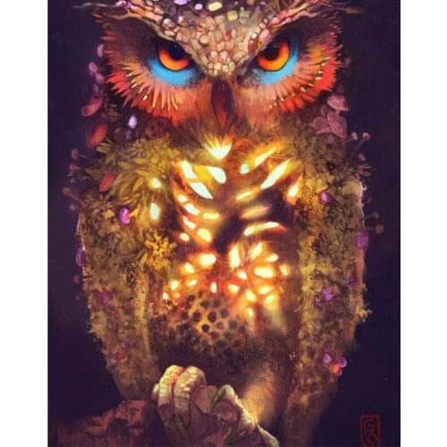 GLymg Diy Full Square Diamond Painting Full Drill Cross Stitch Owl Cat Bird Diamond Embroidery Drill Rhinestones Home Decor