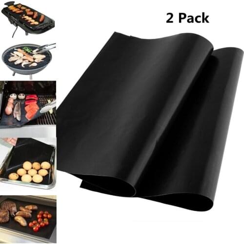 BBQ Grill Mat Works on Any BBQ Grill Heavy Duty 100% Non-stick Easy to Clean and Reusable 15.75 x 13"(Set of 2)