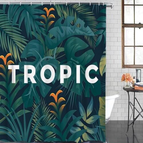 Summer Green Plant Shower Curtain Polyester Fabric Waterproof Shower Curtains Modern Bathroom Curtain