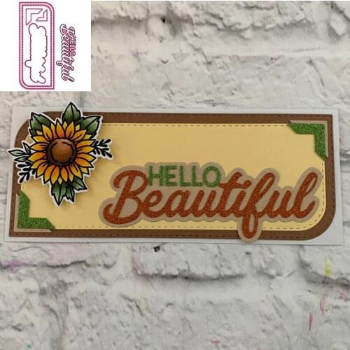 Metal Cutting Dies Set Hello Beautiful Outline Corner Rectangle Slimline 2021 DIY Scrapbooking Embossing Dies Hot Sale