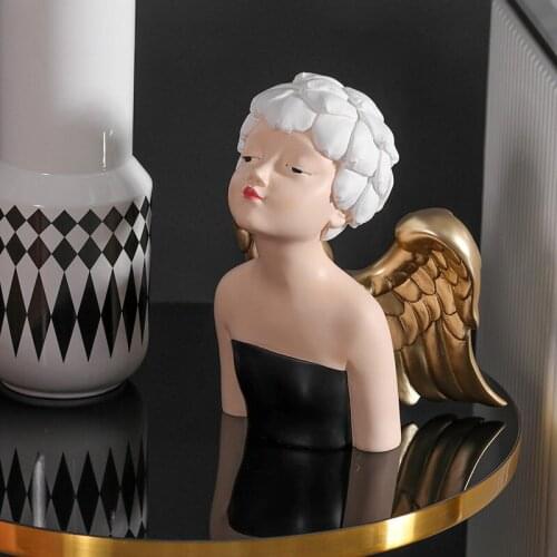 NORDIC RESIN CARA ANGEL GIRL STATUE ORNAMENTS HOME LIVINGROOM TABLE FIGURINES CRAFTS HOTEL OFFICE DESKTOP SCULPTURE DECORATION