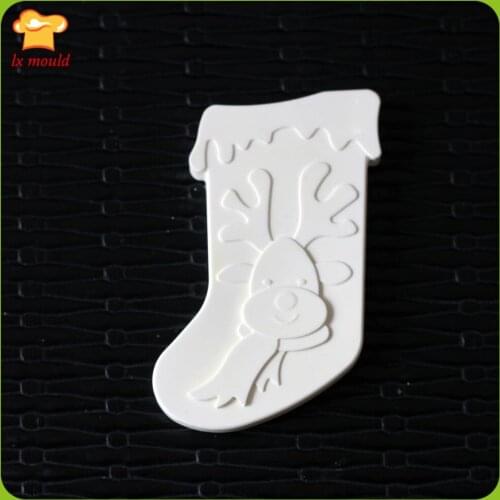 Elk socks silicone soap mold handmade soap Chocolate soap mold food mold Christmas stockings