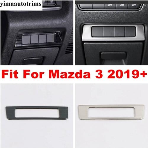Front Headlight Light Left Center Control Switch Button Frame Cover Trim Stainless Steel Accessories Fit For Mazda 3 2019 - 2021