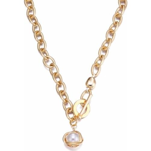 High Level Baroque Pearl Pendant Gold Necklace For Woman Gothic Accessories Korean Fashion Jewelry Girls Sexy Clavicle Chain