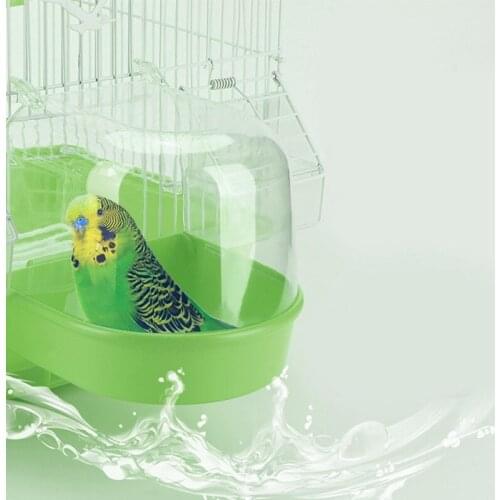 Clear Parrot Bath Box Hanging Anti-skid Bird Bathing Tub Parrot Transparent Bath Tub for Budgie Outdoors Space Pet Supplies