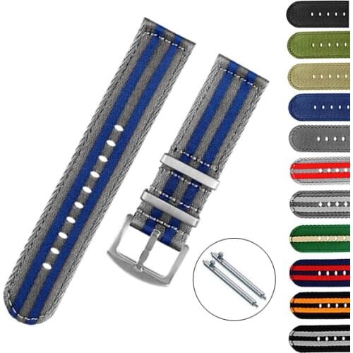 20mm 22mm Nylon NATO Strap Canvas Men Sport Replacement Band Bracelet for Samsung S3 Huawei Watch GT 2 pro 46mm Amazfit GTR 47mm