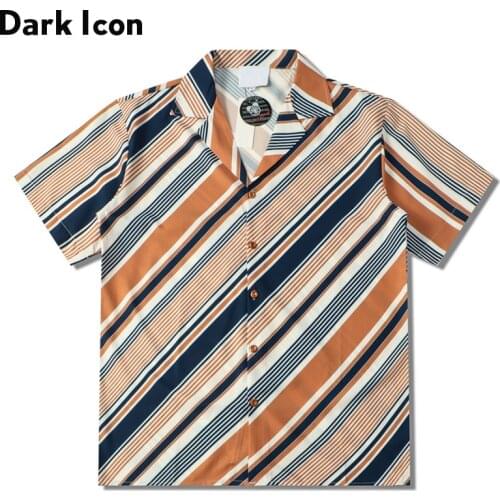 Dark Icon Oblique Stiped Polo Shirt Men Summer Thin Material Vintage Casual Shirts For Men