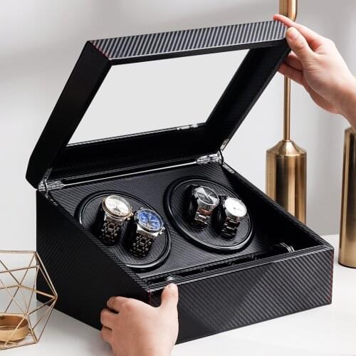 Watch Winders For Automatic Watches Mechanical Watch Luxury Watch Winder 4 Storage Box Electric Motor Spin Carbon Fiber Cabinet