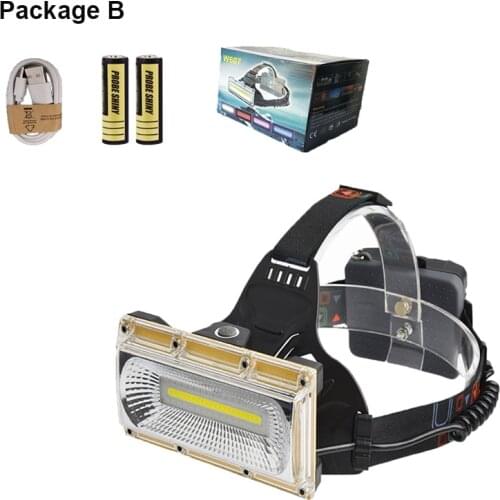LED COB head lamp light USB rechargeable strong light headlight torch waterproof 3 lighting modes camping fishing running light