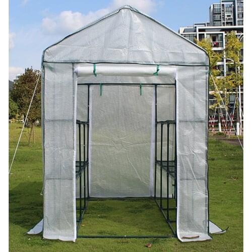 Walk-in Type Greenhouse White PE Plant Cover Garden Two Layers Outdoor Balcony Temperature Retaining Vegetable Sheds With Frame