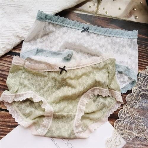 French Cotton Underwear Sexy Lace Panties Fashion Hollow Out Comfort Briefs Low Waist Seamless Underpants Female Sexy Lingerie