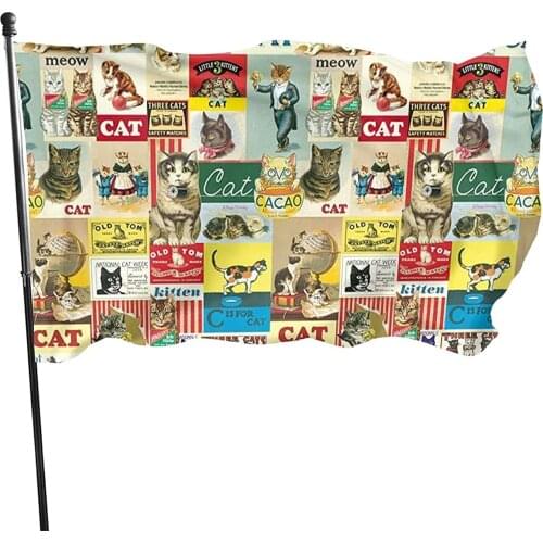 Vintage Cat Funny Cats Poster Welcome Garden Yard Flags Large Huge Home House Flag For Party Patio Lawn Outdoor Decor