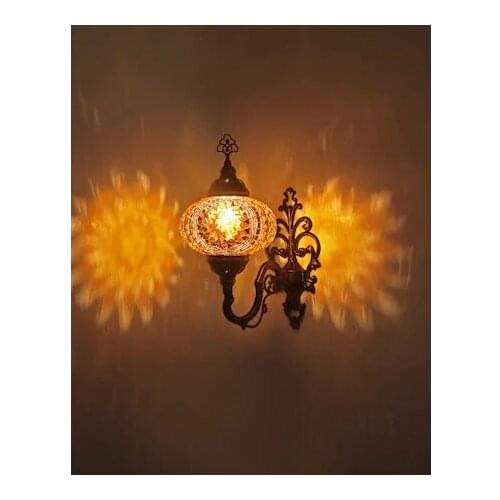 Artpad Vintage Glass Turkish Mosaic Lamps Handmade Bedroom Study Living Room Corridor Porch Aisle E14 Turkish Mosaic wall sconce
