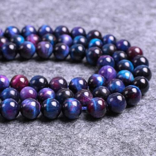 High Quality Natural Starry Sky Tiger Eye Stone 6/8/10mm Smooth Round Necklace Bracelet Jewelry Loose Beads 38cm wk152