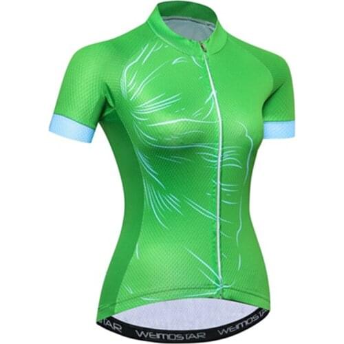 Weimostar Green Cycling Jersey Girl MTB Bike Jersey Sports summer Short Sleeve Riding Ciclismo Bicycle Jersey Clothing XS-3XL