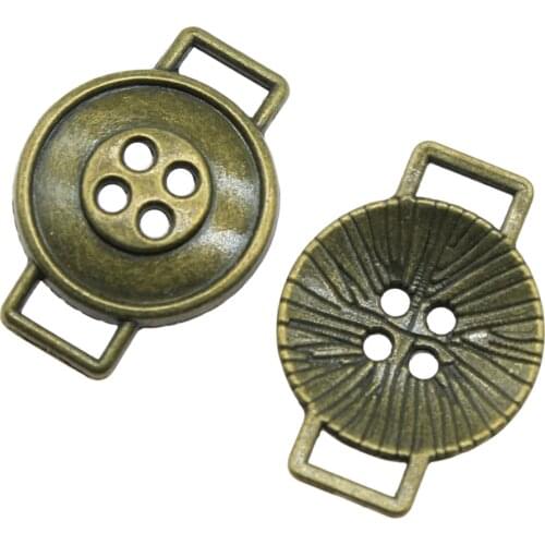 WYSIWYG 10pcs 18x25mm Pendant Button Connector Button Connector Charm Pendants Antique Silver Color Button Pendants