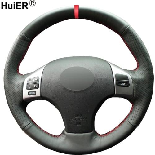HuiER Hand Sewing Car Steering Wheel Cover Red Marker For Lexus IS IS250 IS250C IS300 IS300C IS350 IS350C F SPORT 2005-2011