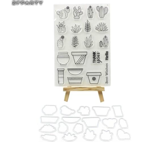 ZFPARTY Succulent Plants Metal Cutting Dies or Transparent Clear Silicone stamp for DIY Scrapbooking/ Decorative Card Making