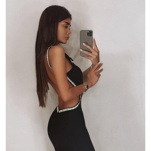 Women Summer Fashion Sexy Strap Backless Mesh Black Mini Bodycon Bandage Dress 2021 Elegant Evening Party Dress Female Vestidos