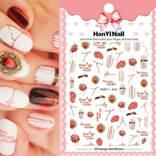 1PC 3D Nail Sticker Figure Woman Face Design Transfer Sliders Wave Line Flowers Nail Decals DIY Nail Art Decoration