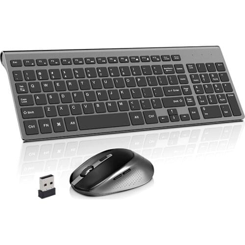 2.4G Wireless Keyboard Mouse Russia/Spain/USA/France/Italy/Germany/United Kingdom Layout With Number Keys.Full Size Design Black