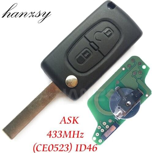 2 Buttons 433MHz Remote Key For PEUGEOT 407 207 307 308 807 with ID46 CHIP Car Flip Folding Key CE0523 VA2/HU83 blade