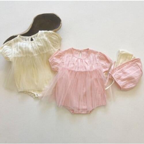 2021 new boys girls rompers+hat cotton shorts sleeve summer babys jumpsuit