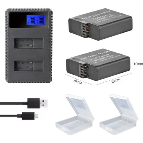 2x Hero7 battery Hero 5 Batteries Hero6 bateria+ USB Dual LCD Charger For GoPro Hero 7 hero5 hero 6 Black Action Acceessories