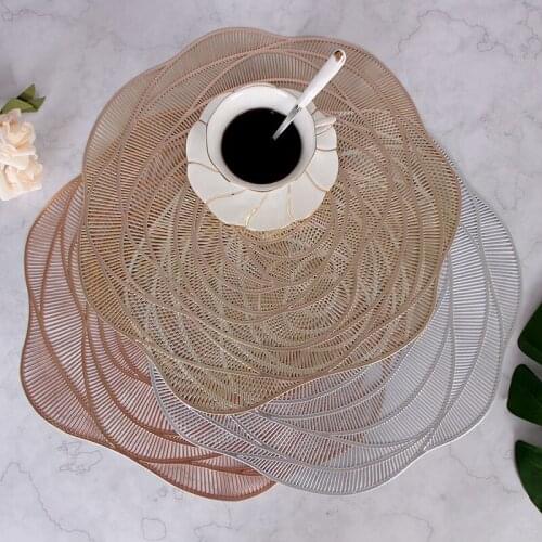 38CM Rose Flower Hollow Bowl Dish Cup Placemat Kitchen Dining Table Mat Steak Pad Anti-scalding Insulation Pads Restaurant Decor