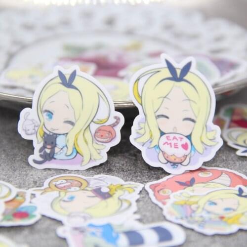 40pcs Waterproof Alice in Wonderland Cartoon Scrapbook Planner Bullet Journal DIY Sticker for Kids Children Laptop Bottle Decals