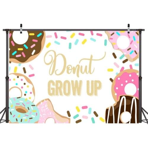 7x5ft Donut Party Backdrop Donut Grow Up for Kids Birthday Party Decorations Cute Backdrops for Photographers Photo Background