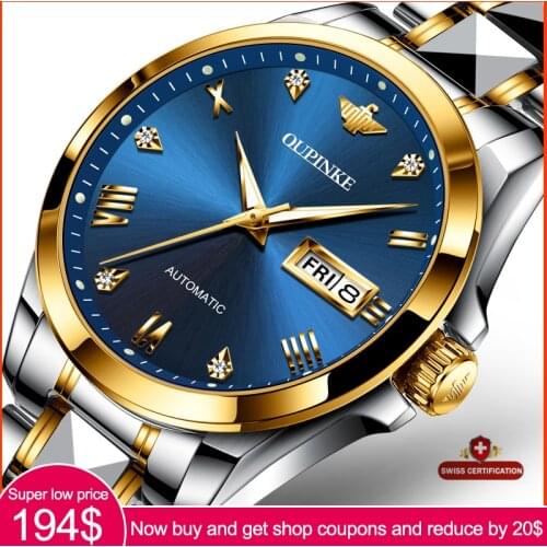 Mens Watches OUPINKE Top Brand Watches Stainless Steel Mechanical Fully Automatic Watches Business Watches Mechanical Watches