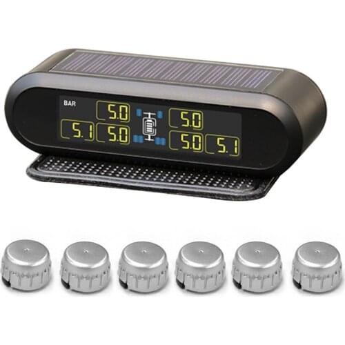 6 tires Solar Tire Pressure Monitor Tire Pressure Gauge TPMS with high degree accuracy display for RV pickup trailer van