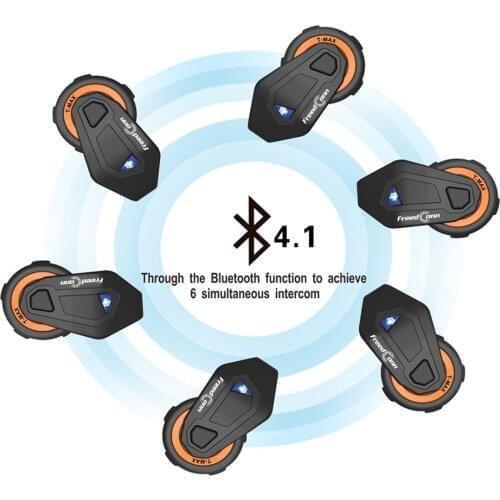 Freedconn T-MAX S Waterproof Motorcycle Helmet 6Riders 1000M Group Talking Buletooth Intercom Headset FM Radio TMAX-S Interphone