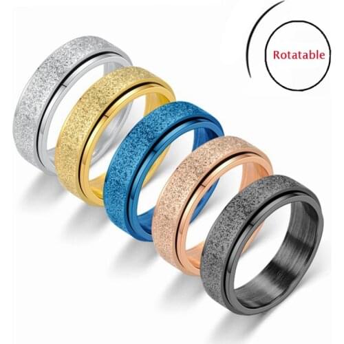 BAECYT 6mm Spinner Ring for Women Men Stress Release Rotatable Sandblasting Stainless Steel Bands Casual Tail Ring
