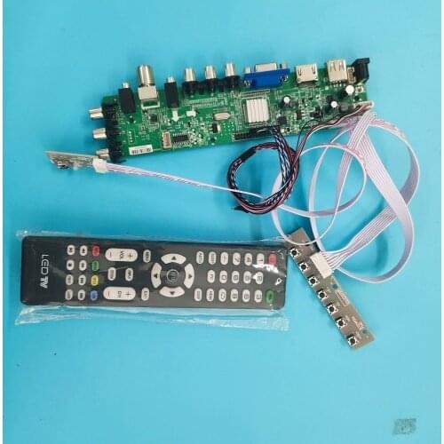 Kit For N140BGE TV LVDS USB AV 1366X768 WLED Signal controller board VGA LED HDMI digital 40pin DVB-T DVB-T2 14" remote Panel