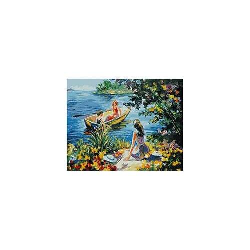 MaHuaf-W150 Swimming on the river DIY oil painting by numbers coloring on canvas home decor