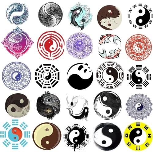 Fashionable Indian Yoga Tai Chi gossip sun and moon round badge LOGO custom yoga clothes printing heat transfer Iron On patches