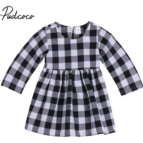 2017 New Brand Infant Toddler Newborn Baby Girls Checked Long Sleeve Dress Outfits Casual Jumpsuit Autumn Dress