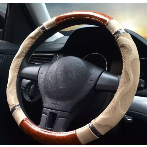 New Style Wooden Car Steering Wheel Cover Four Seasons General Grip Cover Massage Slip Breathable Sports Steering-Wheel Case