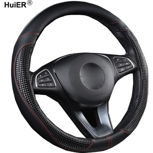 HuiER Universal Car Steering Wheel Cover Fashion Anti-Slip 4 Seasons Universal Braid on the Steering-wheel Interior Accessories