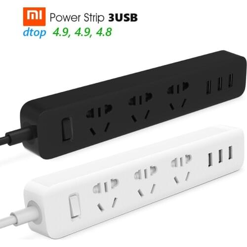 Original Xiaomi Power Strip 3 sockets (3 five-hole) 3 USB self-adaption charging (5V=2.1A Single, 15W MAX)Safe and worry-free