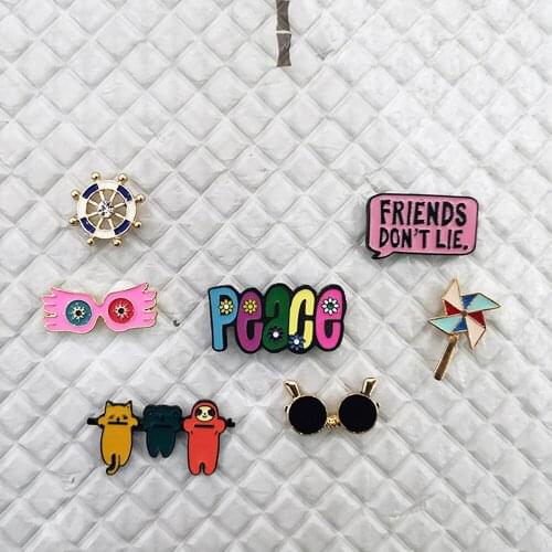 Punk Enamel Pins Windmill Sunglasses Vintage Brooches For Women Jeans Shirt Accessories Cool Gothic Jewelry Gift Scarf Buckle